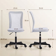 Office Chair for Small Home Office with Adjustable Height and Mesh Back Black AOSOM