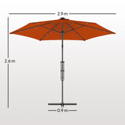 Orange 3m Cantilever Garden Parasol with Solar LED Lights for Patio and Decking by Outsunny