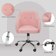 Teddy Fleece Swivel Office Chair With Padded Seat For Home Or Study Desk, Pink