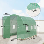 Walk In Polytunnel Greenhouse With Hinged Door And Mesh Windows For Garden Use Green Outsunny