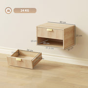 Floating Bedside Tables Set of 2 with Hidden Drawer and Shelf for Space Saving Oak AOSOM