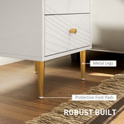 White Bedside Table with Two Drawers With Gold Legs and Knobs by HOMCOM
