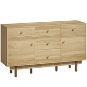 Sideboard with Drawers and Cabinets for Flexible Dining Room Storage Walnut AOSOM