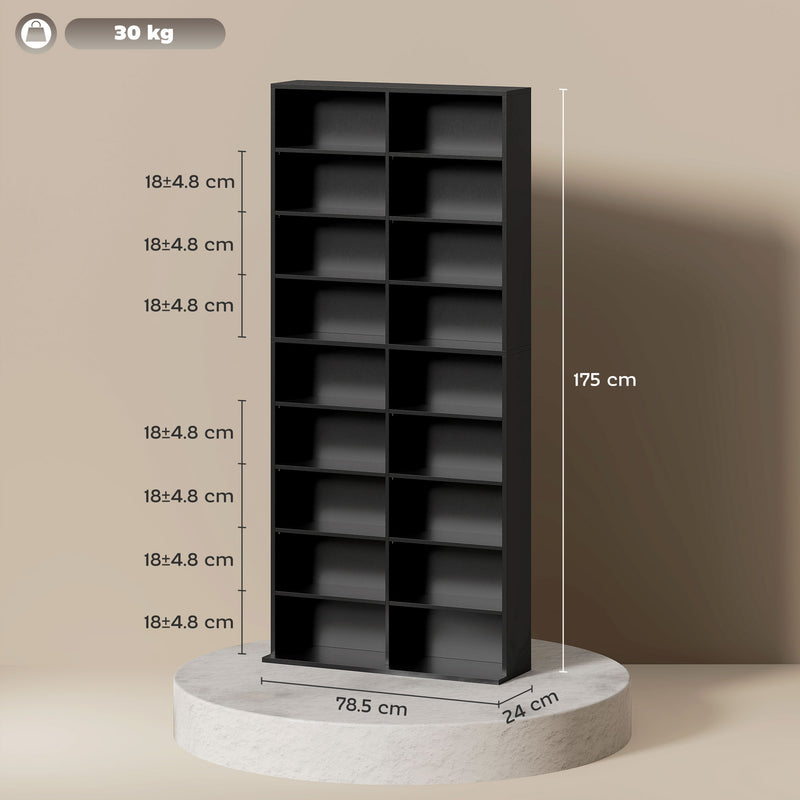 Black CD Storage Tower Holds 640 Discs Space Saving Media Shelf Unit