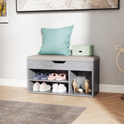 Grey Entryway Shoe Storage Bench With Padded Seat and Hidden Compartment by HOMCOM