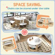 5 Piece Kids Table and Chairs Set with Storage Ideal for Ages 3 to 8 Years White AOSOM
