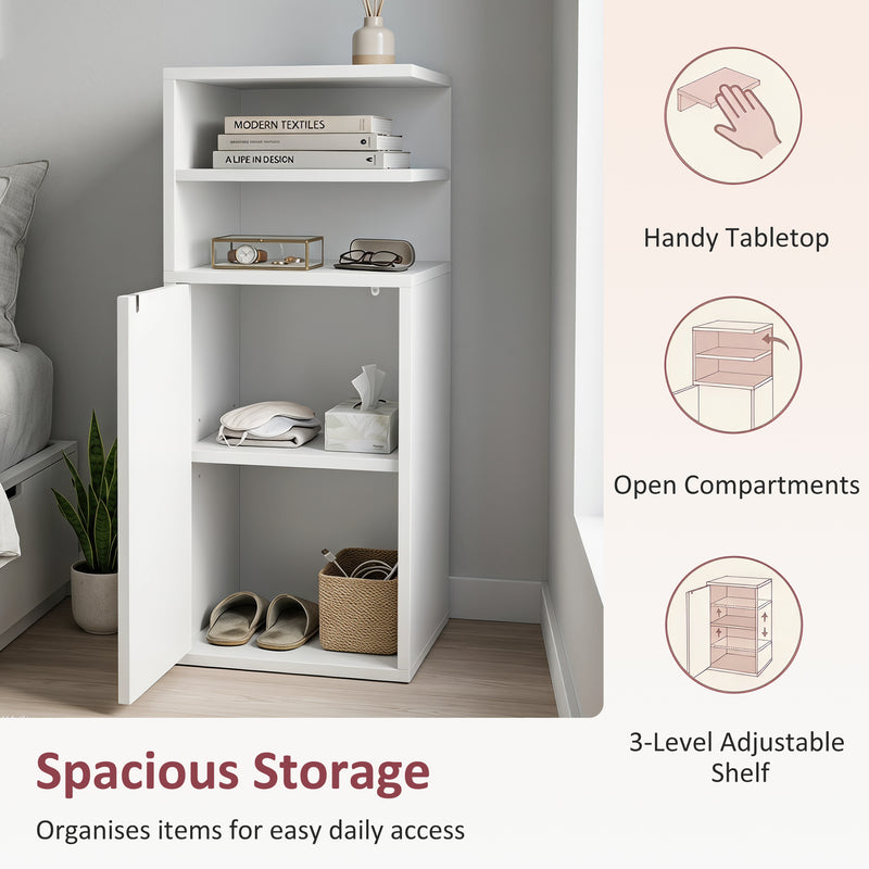 Slim Bedside Tables Set of 2 with Storage for Small Bedrooms