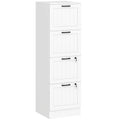 Lockable 4 Drawer Filing Cabinet With Adjustable File Bars For Office Organisation White