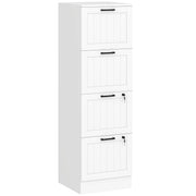 Lockable 4 Drawer Filing Cabinet With Adjustable File Bars For Office Organisation White