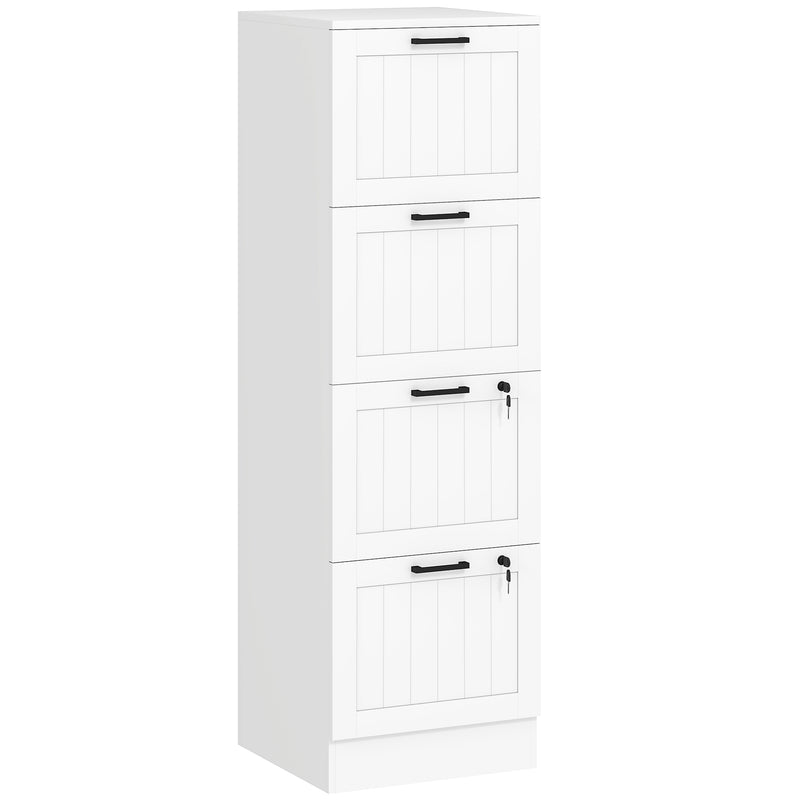 Lockable 4 Drawer Filing Cabinet With Adjustable File Bars For Office Organisation White