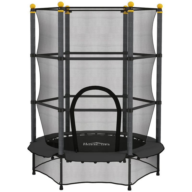 Kids Trampoline with Safety Enclosure for Outdoor and Indoor Play 4.6FT Black AOSOM