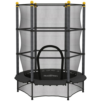 Kids Trampoline with Safety Enclosure for Outdoor and Indoor Play 4.6FT Black AOSOM
