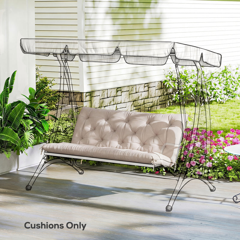 Outdoor Bench Cushion for 2 Seater Benches and Swing Chairs Water Resistant Khaki AOSOM