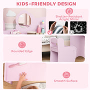Kids Vanity Dressing Table with Mirror and Storage Shelves Includes Stool Ages 3 to 8 Purple