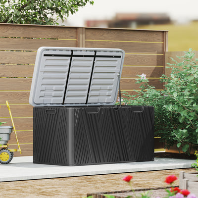 Black 380L Waterproof Outdoor Storage Box With Lockable Lid by Outsunny