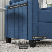 Blue Modern Boxy Linen Look Armchair with Padded Seat by HOMCOM