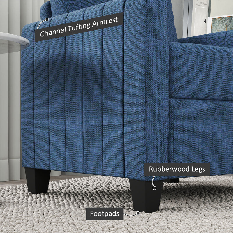 Blue Modern Boxy Linen Look Armchair with Padded Seat by HOMCOM
