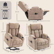 Power Lift Recliner Chair Brown - reclined