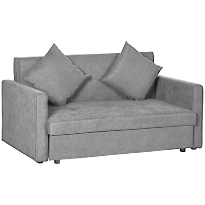 2 Seater Convertible Sofa Bed with Storage and Cushions for Living Room Use Light Grey