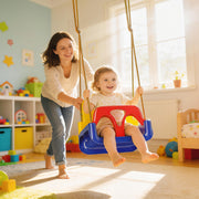 Kids Swing Seat With Adjustable Ropes and Safety Harness for Garden or Indoor Use Multicolour AOSOM
