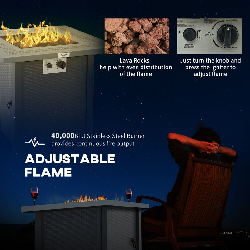 Black 71cm Gas Firepit Table 40000 BTU for Outdoor Heating by Outsunny