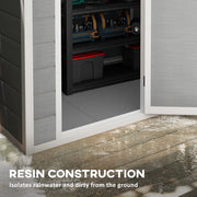 Grey 6x4ft Plastic Garden Shed With Floor, Window, Lockable, Door, and Vents by Outsunny