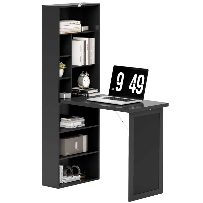 Black Three Part Work Desk with Storage and Chalkboard by HOMCOM