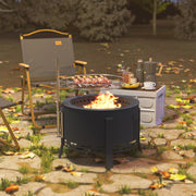Portable 58cm Round Fire Pit with Grill Grate Ash Catcher and Poker for Garden BBQ by Outsunny