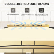 8 x 5 ft Grill Gazebo Double Tier BBQ Shelter with LED Lights Shelves and Hooks Beige by Outsunny