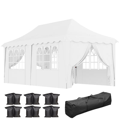 White 3 x 6m Pop Up Gazebo With Sides UPF50+ Adjustable Marquee Tent With Carry Bag by Outsunny