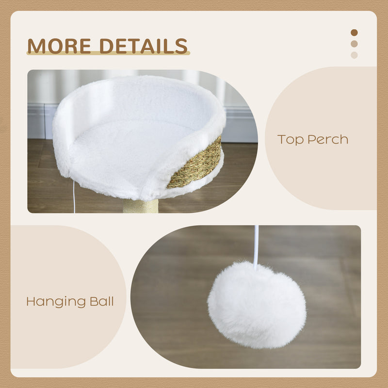 Tall Cat Tree Tower with Platforms and Scratching Posts for Indoor Cats, White