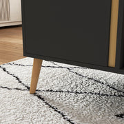 Modern Coffee Table with Storage Shelves and Cabinets for Living Room, Grey