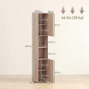 6 Tier Tall Bathroom Storage Cabinet with Shelves for Towels and Toiletries Natural AOSOM