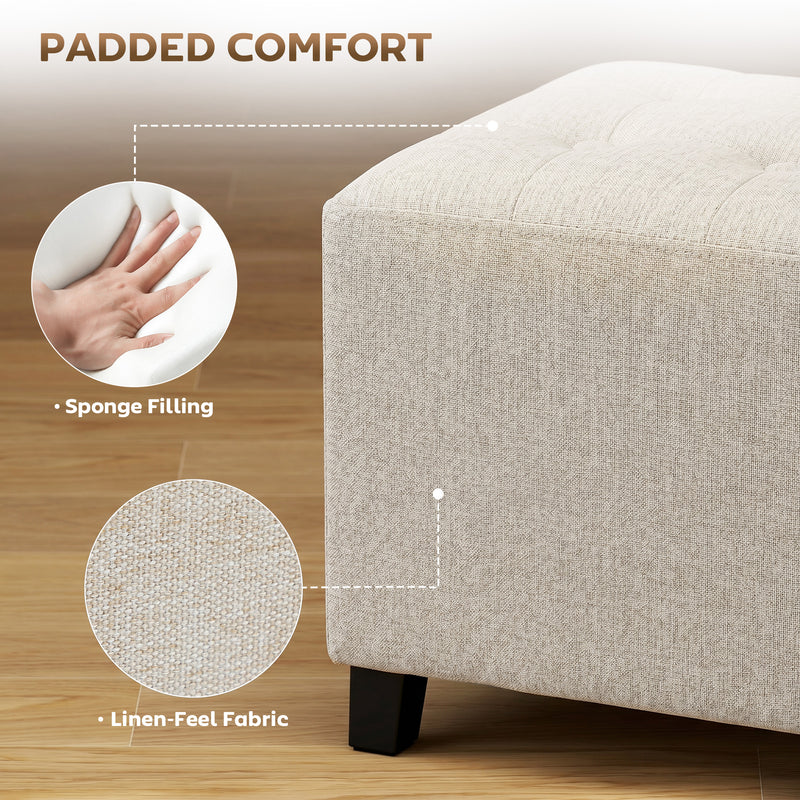 Storage Footstool with Side Pocket for Small Spaces and Extra Comfort