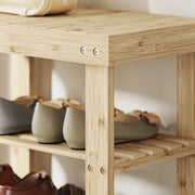 3 Tier Bamboo Shoe Storage Bench With Seat For Hallway Or Entryway, Natural Wood AOSOM