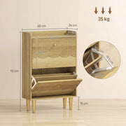 Slim Shoe Cabinet for Narrow Hallways with Adjustable Shelves and Top Storage Oak AOSOM