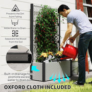 Grey Wooden Garden Planter Box with Trellis for Climbing Plants and Flowers by Outsunny