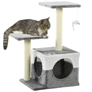 Multi Level Cat Tree with Sisal Scratching Posts Perches and Toy Mouse for Indoor Fun Grey