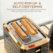 Black 3000W 1.7L Fast Boil Kettle and 2 Slice Toaster Set with 7 Browning Levels