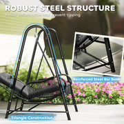 Dark Grey Rattan Hanging Swing Chair With Stand and Cushion for Garden and Balcony by Outsunny