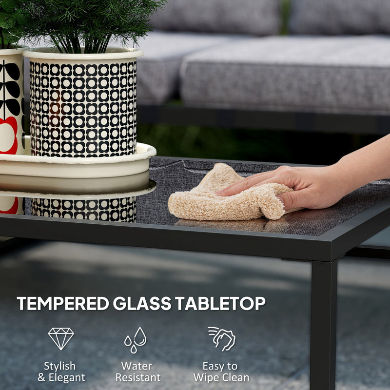 Grey 3 Piece L Shaped Garden Furniture Set with Cushions by Outsunny