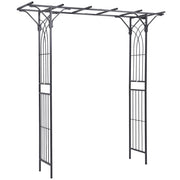 Metal Garden Arch with Trellis Sides for Climbing Plants and Outdoor Decor Dark Grey Outsunny