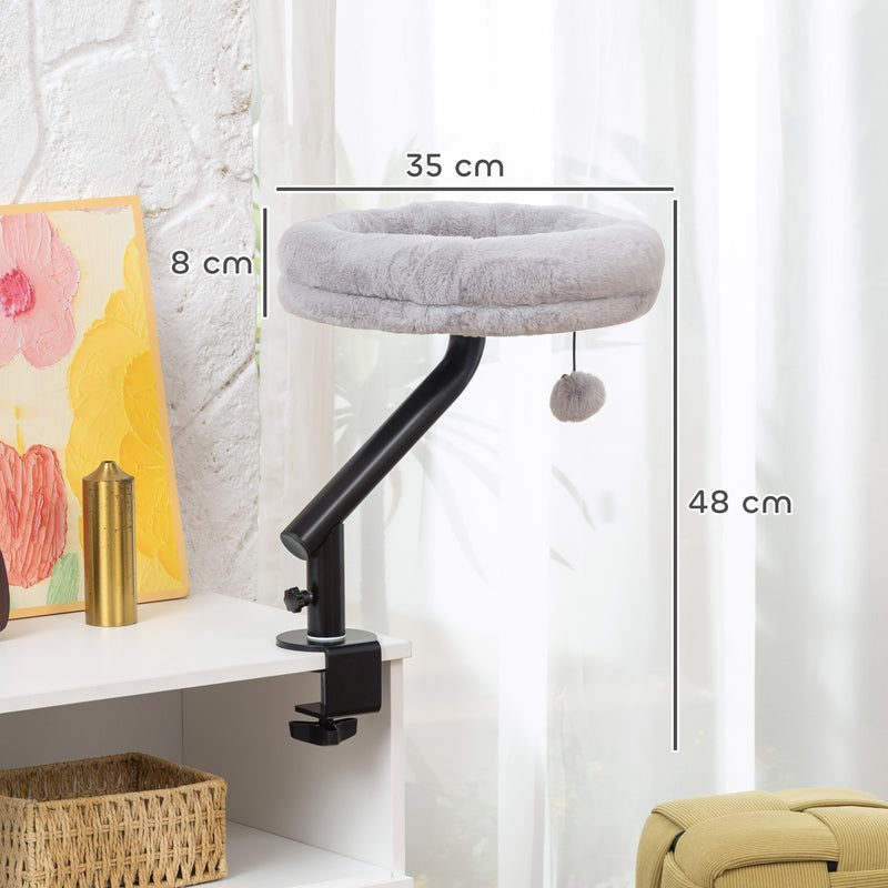 Rotatable Cat Hammock Bed for Desk or Window with Adjustable Angle Support Grey AOSOM