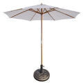 3m Wooden Garden Parasol with Pulley Mechanism and Base for Patio or Market Use White AOSOM