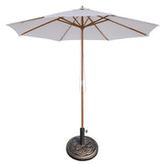 3m Wooden Garden Parasol with Pulley Mechanism and Base for Patio or Market Use White AOSOM