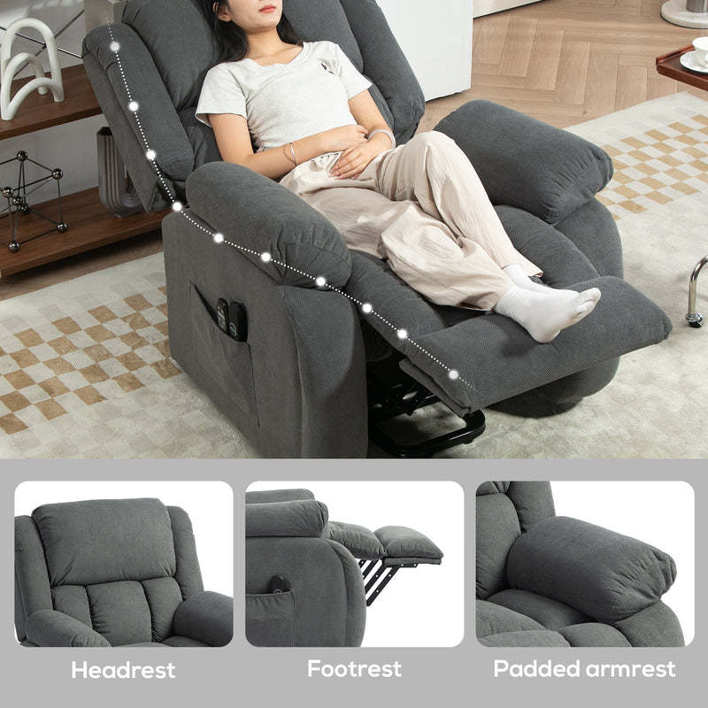 Electric Recliner Chair With Lift Assist and Massage for Easy Standing and Relaxing Grey