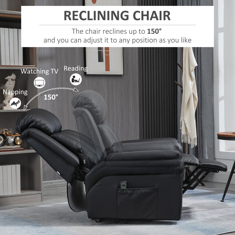 Electric Riser Recliner Armchair With Remote for Elderly Comfort and Support Black