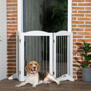 Foldable Freestanding Dog Gate with Support Feet for Doorways and Stairs White