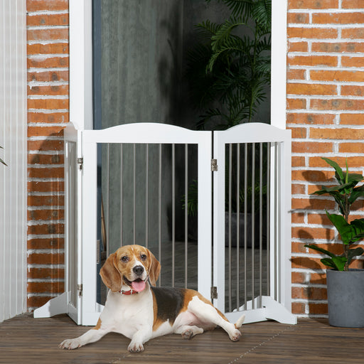 Foldable Freestanding Dog Gate with Support Feet for Doorways and Stairs White