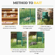 Heavy Duty Metal Rat Trap Cage for Small Animal Control with Single Door Dark Green AOSOM